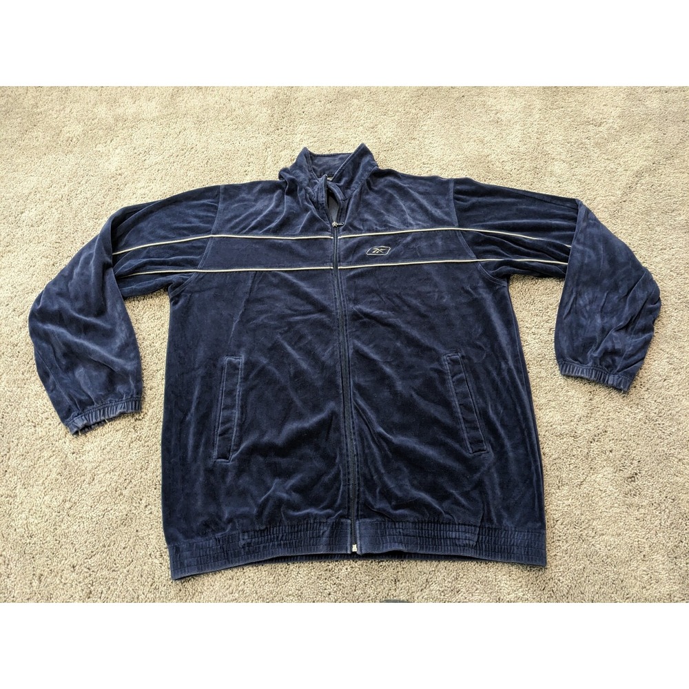 Vintage Reebok Jacket Mens XLT Blue Velvet Blue Velour